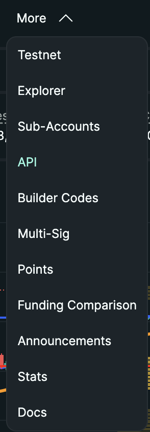 HyperLiquid — open API settings